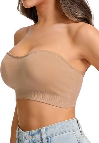 حمالة صدر لاسلكية بدون حمالات، غير قابلة للانزلاق، مبطنة بالسيليكون، بدون خياطة، قابلة للتمدد، مريحة للنوم، حمالات صدر شفافة، حزام شفاف in Kuwait