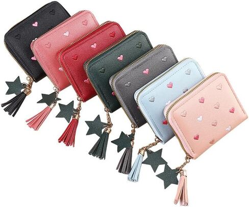 7pcs Small Wallet for Women Girl Fashion Cute Zipper Bag Short Card Cash Wallets Simple Credit Card Slim Wallet Gift (7pcs) in Saudi Arabia