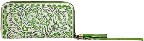Myra Bag Western Leather Wristlet - Hand-Tooled Floral Wallet for Women with Tassel in Saudi Arabia