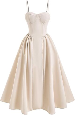 Women's Vintage Sweetheart Neckline Corset Dress Elegant Sleeveless Midi Cocktail Party Dresses in Saudi Arabia