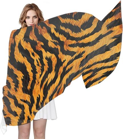 Women Silk Scarf Retro Tiger Print Lightweight Long Neck Scarves Soft Fashion Scarf Wrap Shawl for Ladies Girls Men in Saudi Arabia