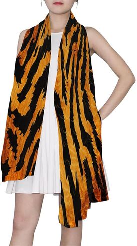 Women Silk Scarf Retro Tiger Print Lightweight Long Neck Scarves Soft Fashion Scarf Wrap Shawl for Ladies Girls Men in Saudi Arabia