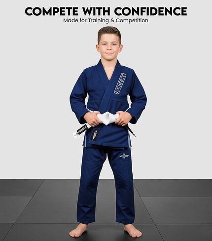 Exxact Sports Kids BJJ Gi، خفيف الوزن IBJJF Legal Jiu Jitsu Gi مع قماش منكمش مسبقًا وحزام مجاني للتدريب والمنافسة in Kuwait