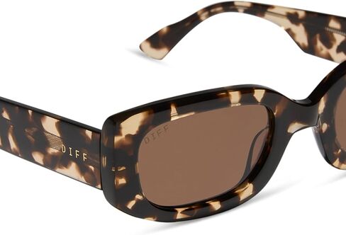 DIFF Emily in Paris | Julien Low Profile Rectangle Designer Sunglasses for Women | UV400 Protection | Classic Tortoise + Warm Brown in Saudi Arabia