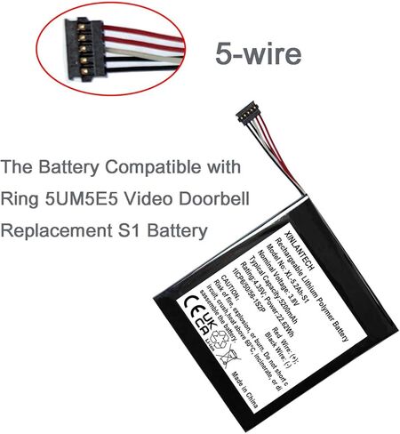 3.8v 5200mAh S1 Battery for Ring Video Doorbell (2020 Release) 2nd Generation 5UM5E5 (2nd Gen) S1 Battery Replacement in Kuwait