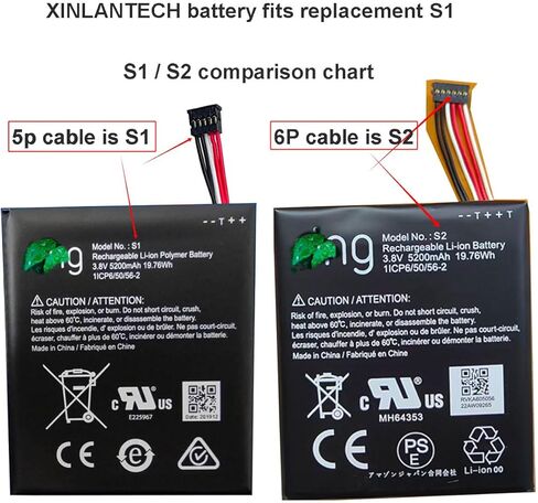3.8v 5200mAh S1 Battery for Ring Video Doorbell (2020 Release) 2nd Generation 5UM5E5 (2nd Gen) S1 Battery Replacement in Kuwait