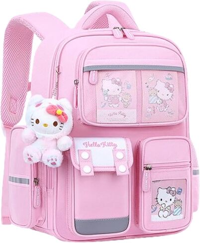 حقيبة ظهر مدرسية ذات طابع كرتوني ياباني هالو كيتي مع جيوب متعددة (كبيرة (41.5 × 31 × 15 سم)) in Kuwait