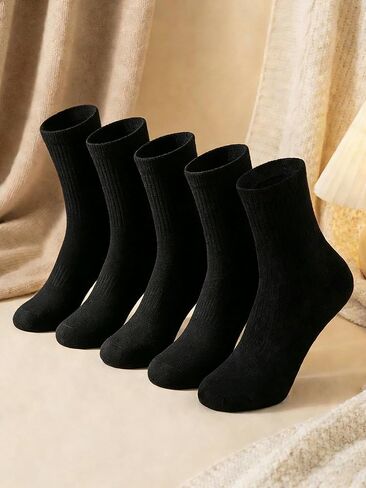 5-Pack Non-Slip Socks with Ribbed Cuff, Sports Socks for Men & Women, All-Season Mid-Calf Socks for Daily Wear in Saudi Arabia
