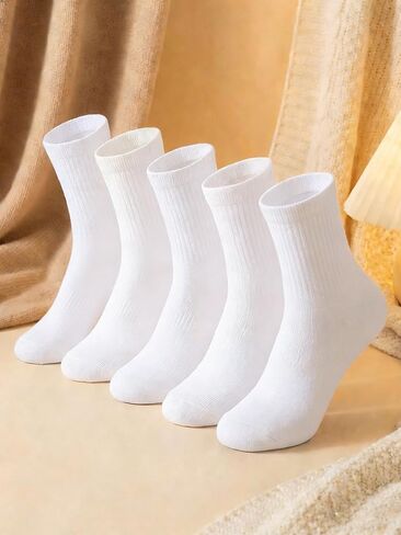 5-Pack Non-Slip Socks with Ribbed Cuff, Sports Socks for Men & Women, All-Season Mid-Calf Socks for Daily Wear in Saudi Arabia