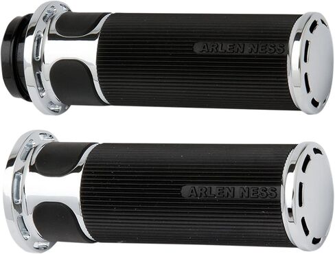 Arlen Ness Chrome Slot Track Fusion Grips For Various Harley Davidson Models (See Specifications For Exact Fitments) - 07-302 in Kuwait