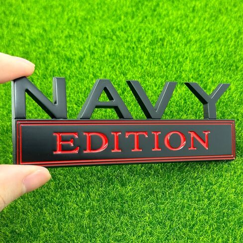 2 Pack Navy Edition Car Emblem - 3D Metal Badge Zinc Alloy Waterproof Rustproof Decal for Fender Tailgate Bumper - Compatible with Truck SUV Auto Accessories (2 Pack, Chrome Black) in Saudi Arabia