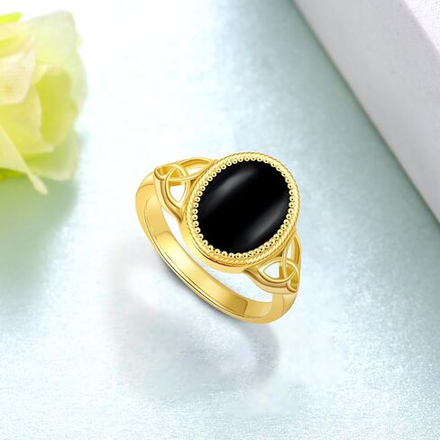 Black Onyx Ring Sterling Silver Black and Gold Ring Black Onyx Jewelry Gifts for Women in Saudi Arabia