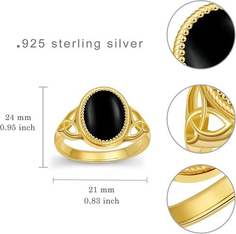 Black Onyx Ring Sterling Silver Black and Gold Ring Black Onyx Jewelry Gifts for Women in Saudi Arabia