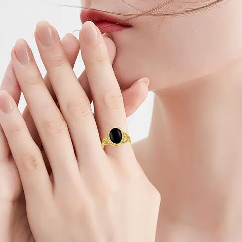 Black Onyx Ring Sterling Silver Black and Gold Ring Black Onyx Jewelry Gifts for Women in Saudi Arabia