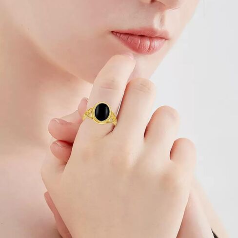 Black Onyx Ring Sterling Silver Black and Gold Ring Black Onyx Jewelry Gifts for Women in Saudi Arabia