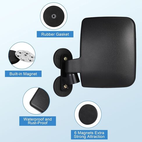 2PCS Universal Magnetic Mirrors for Tractor, 6.9" × 4.11" Magnetic Tractor Side Mirrors for Forklifts, Trucks, Lawn Mowers, Farm Equipment in Saudi Arabia