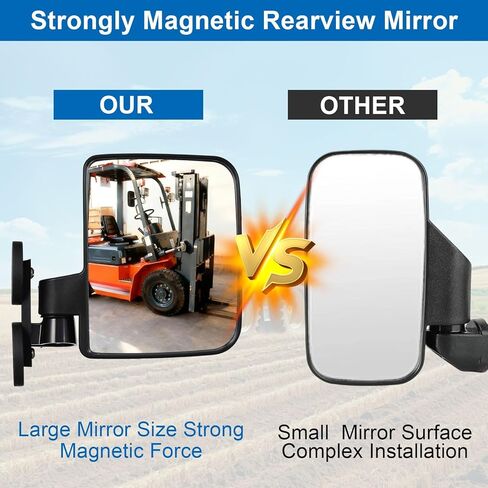 2PCS Universal Magnetic Mirrors for Tractor, 6.9" × 4.11" Magnetic Tractor Side Mirrors for Forklifts, Trucks, Lawn Mowers, Farm Equipment in Saudi Arabia