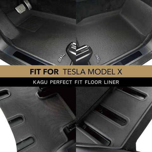 3D MAXpider Custom Fit Kagu Floor Mat (Black) Compatible with Tesla Model X 7-Seat 2022-2026 - Full Set in Saudi Arabia
