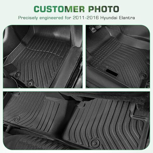for Hyundai Elantra Floor Mats 2011-2016, Floor Mats & Cargo Liner Custom Fit Hyundai Elantra 2016 2015 2014 2013 2012 2011 All Weather TPE Anti-Slip Car Mat Accessories in Saudi Arabia