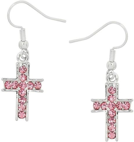 Falari Cross Earring or Pendant Necklace Rhinestone Crystal Rhodium High Polished in Saudi Arabia