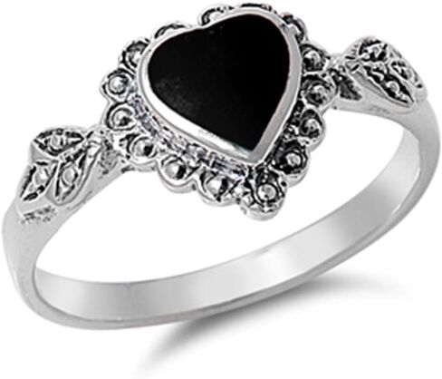 CloseoutWarehouse Simulated Turquoise Heart Leaf Antique Ring Sterling Silver in Saudi Arabia