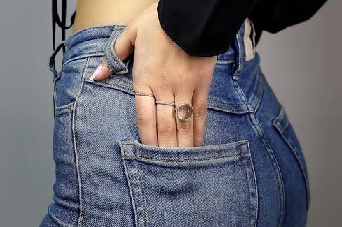 خاتم كوارتز - خاتم أنيق للنساء - خاتم كريستال مصنوع يدويًا - مجوهرات حرفية بحجم قابل للتخصيص مع صندوق فاخر in Kuwait