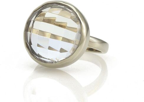 خاتم كوارتز - خاتم أنيق للنساء - خاتم كريستال مصنوع يدويًا - مجوهرات حرفية بحجم قابل للتخصيص مع صندوق فاخر in Kuwait