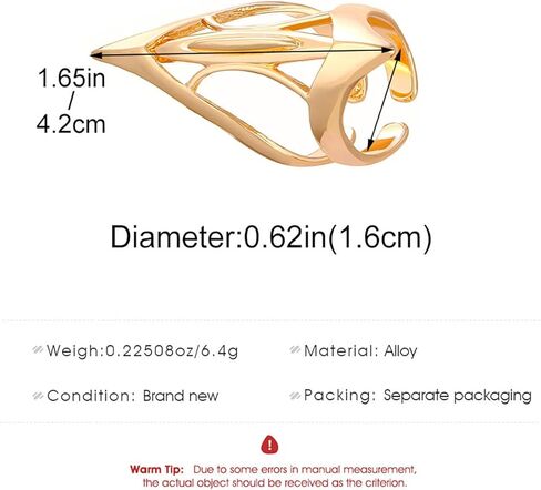 Full Finger Armor Knuckle Rings for Women Dainty Gold Rings Hollow Vintage Full Finger Statement Jewelry for Women Gift in Saudi Arabia
