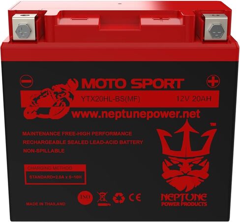 Neptune Power Professional YTX20HL-BS / YTX20L Battery Maintenance Free -(SLA) Sealed Lead Acid AGM ETX20HL BS Motorcycle Battery- Design-330CCA-13.67Lbs in Kuwait