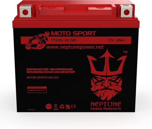 Neptune Power Professional YTX20HL-BS / YTX20L Battery Maintenance Free -(SLA) Sealed Lead Acid AGM ETX20HL BS Motorcycle Battery- Design-330CCA-13.67Lbs in Kuwait