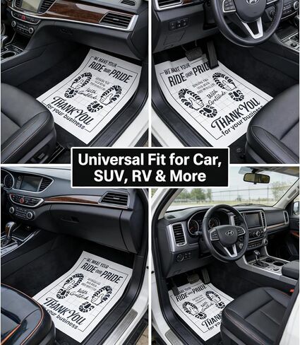 100 قطعة من سجادات أرضية السيارة الورقية للاستعمال مرة واحدة مقاس 16 × 20 بوصة لتفصيل السيارات وإصلاحها وغسلها - حماية داخلية للمركبة باللون الأبيض in Kuwait