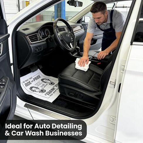 100 قطعة من سجادات أرضية السيارة الورقية للاستعمال مرة واحدة مقاس 16 × 20 بوصة لتفصيل السيارات وإصلاحها وغسلها - حماية داخلية للمركبة باللون الأبيض in Kuwait