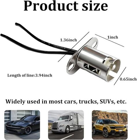 2PCS Car Light Bulb Socket, BA15D LED Light Bulb Snap-in Vehicle Light Bulb Base Adapter with Wire Connector, Auto Turn Signal Brake Lamp Socket, Universal for SUV RV Truck in Kuwait