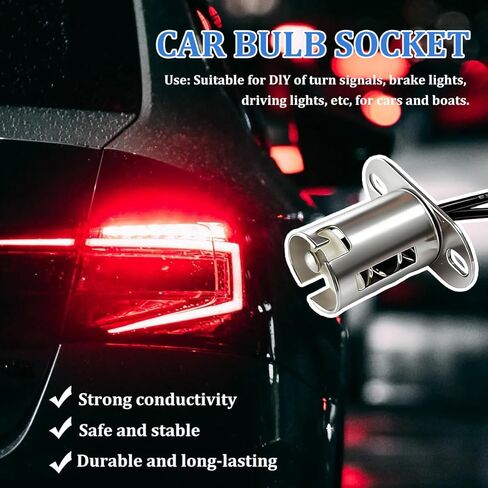 2PCS Car Light Bulb Socket, BA15D LED Light Bulb Snap-in Vehicle Light Bulb Base Adapter with Wire Connector, Auto Turn Signal Brake Lamp Socket, Universal for SUV RV Truck in Kuwait