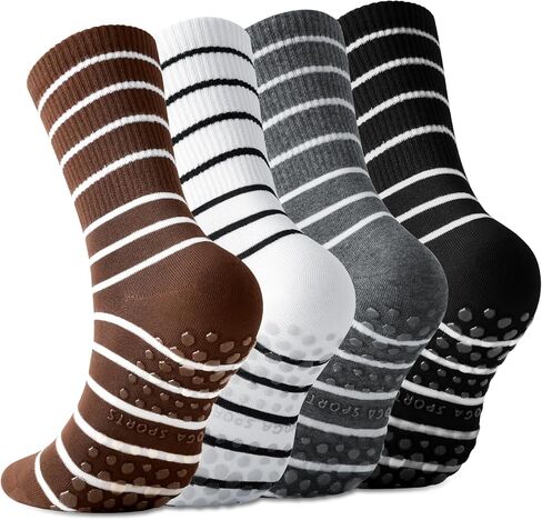 جوارب بيلاتيس مع مقابض للنساء، 4 أزواج، طاقم يوجا لطيف غير قابل للانزلاق لتمارين اليوغا في مستشفى باري حافي القدمين in Kuwait