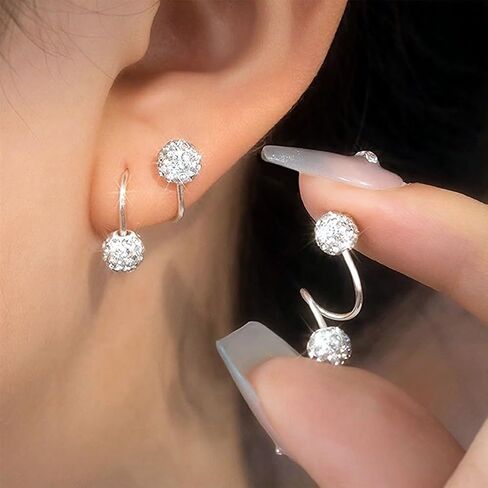 Women’s Claw Earrings Sparkly 6mm Crystal Fashion Earring 925 Sterling Silver Tragus Cartilage Ears Jewelry in Saudi Arabia