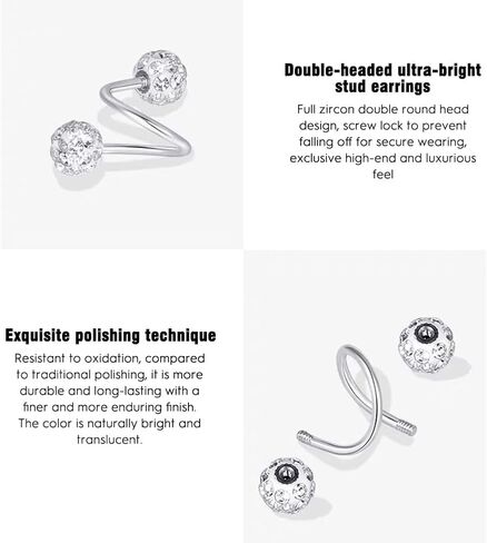 Women’s Claw Earrings Sparkly 6mm Crystal Fashion Earring 925 Sterling Silver Tragus Cartilage Ears Jewelry in Saudi Arabia