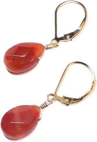Carnelian Briolette Sterling Silver Lever Back Earrings Amber Chips in Saudi Arabia