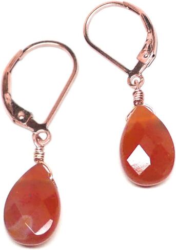 Carnelian Briolette Sterling Silver Lever Back Earrings Amber Chips in Saudi Arabia