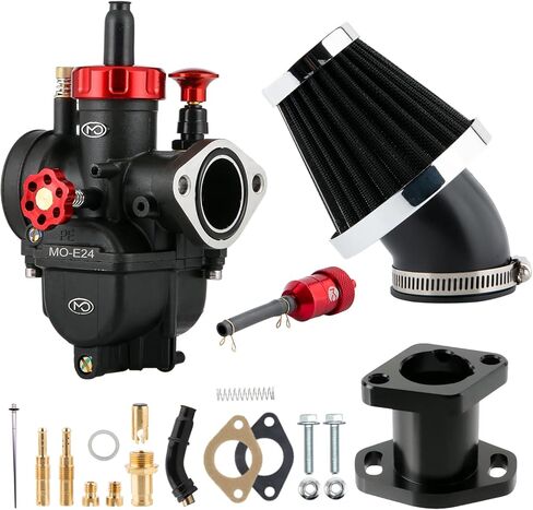 مجموعات المكربن ​​PE24mm لمحرك بريداتور كولمان 196cc 212cc 224cc، دراجة صغيرة KT196 Go Kart GX160 GX200 6.5hp Clone، طقم Carburetir PE24 مع فلتر هواء مشعب السحب 48 مم in Kuwait