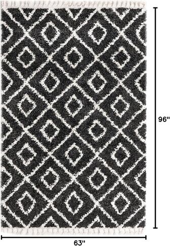 سجادة منطقة فريدة من نوعها من مجموعة Loom Hygge Shag - ألماس (5' 3" × 8' مستطيل، أسود وأبيض) in Saudi Arabia