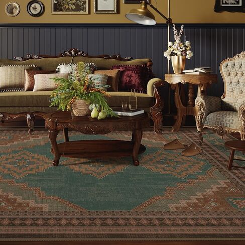 4x6 Oval Rug - Washable Ultra-Thin Living Room Rug Non-Slip Vintage Carpets - Soft & Stain Resistant Rug for Kitchen Bedroom Dining Room Living Room Light Brown Tan in Saudi Arabia