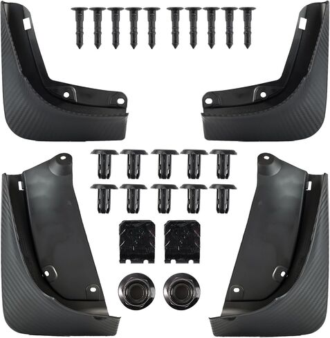 XUKEY 2025 New Tesla Model Y Juniper Mud Flaps All Weather Refresh Mud Guards Body Kits for Model Y 2025 2026 Accessories Fender Tire Protector Rear Front No Drilling Required, Carbon Fiber (Set of 4) in Saudi Arabia