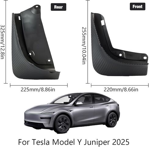 XUKEY 2025 New Tesla Model Y Juniper Mud Flaps All Weather Refresh Mud Guards Body Kits for Model Y 2025 2026 Accessories Fender Tire Protector Rear Front No Drilling Required, Carbon Fiber (Set of 4) in Saudi Arabia