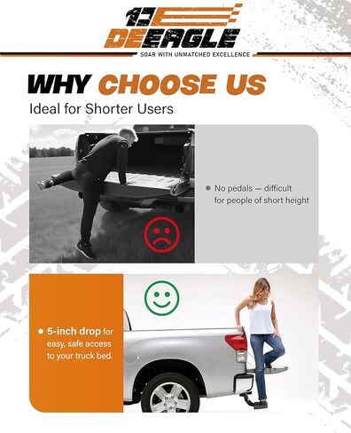 DEEAGLE Bed Step for Toyota Tacoma 2012 2013 2014 2015 2016 2017 2018 2019 2020 2021 2022 2023, Upgraded Aluminum Truck Tailgate Bed Step Retractable Bumper Foldable Pickup Truck Bedstep # PT392-35100 in Kuwait