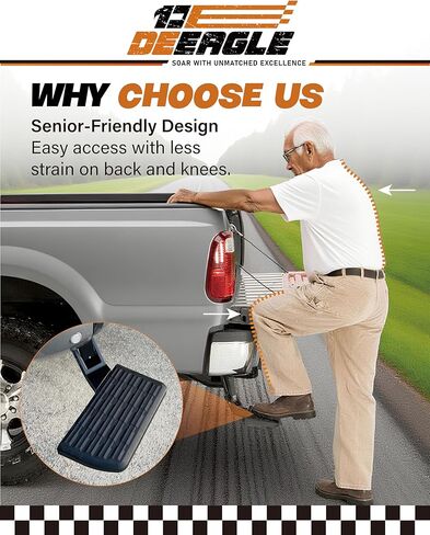 DEEAGLE Bed Step for Toyota Tacoma 2012 2013 2014 2015 2016 2017 2018 2019 2020 2021 2022 2023, Upgraded Aluminum Truck Tailgate Bed Step Retractable Bumper Foldable Pickup Truck Bedstep # PT392-35100 in Kuwait