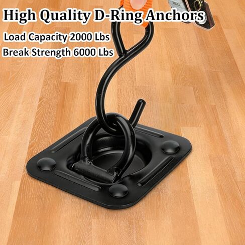 4 Pack Recessed D Ring Tie Down Anchors Heavy Duty, 6,000 lb Break Strength, Trailer Floor Tie Downs and Anchor for Trailer, Truck, Van, Cargo Management, Black in Kuwait