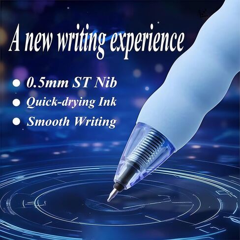 أقلام جل توربين دوارة 5 قطع، أقلام حبر سوداء لتخفيف التوتر 0.5 مم، قلم حبر جاف سريع الجفاف ذو نقطة دقيقة ناعمة، لتدوين الملاحظات اليومية واللوازم المدرسية المكتبية in Kuwait