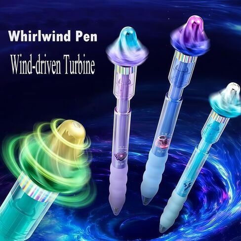 أقلام جل توربين دوارة 5 قطع، أقلام حبر سوداء لتخفيف التوتر 0.5 مم، قلم حبر جاف سريع الجفاف ذو نقطة دقيقة ناعمة، لتدوين الملاحظات اليومية واللوازم المدرسية المكتبية in Kuwait