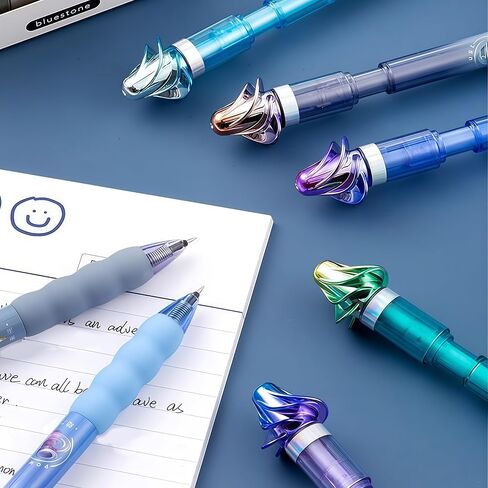 أقلام جل توربين دوارة 5 قطع، أقلام حبر سوداء لتخفيف التوتر 0.5 مم، قلم حبر جاف سريع الجفاف ذو نقطة دقيقة ناعمة، لتدوين الملاحظات اليومية واللوازم المدرسية المكتبية in Kuwait